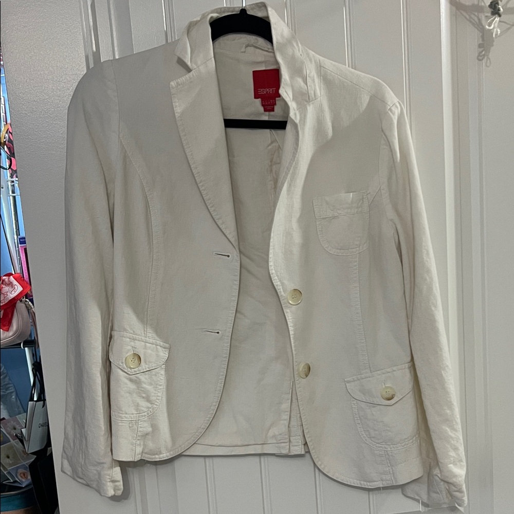 White Women's Blazer Linen and cotton
